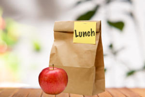 Apple and lunch paperbag
